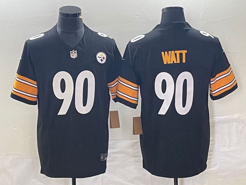 Men Pittsburgh Steelers #90 Watt Nike Black Vapor Limited NFL Jersey 1->pittsburgh steelers->NFL Jersey